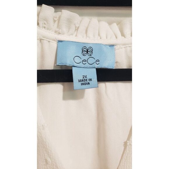 NWT CeCe Soft Ecru Eyelet Dress Long Puff Sleeve Size 2XL MSRP $99 - Picture 6 of 10